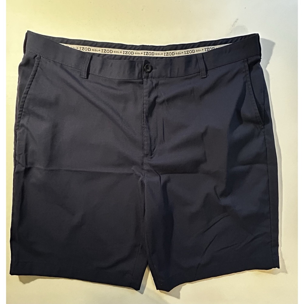 IZOD Golf Men's Chino Shorts 42W Navy Blue 96% Polyester 4% Spandex